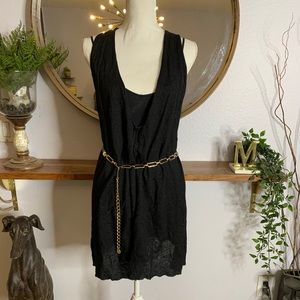 Joan Vass see through sweater deep V dress size 3